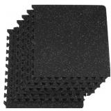 Interlocking Floor Mat 24 in. W x 24 in. L x 0.5 T EVA Foam Rubber Gym Flooring Mat (24 sq. ft. Black and Gray) 6 Pcs