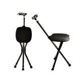 Hold 440 lbs Folding Canes with Seat Walking Stick Height Adjustment Cane Seat Capacity Frosted Handle with Magnetic Therapy Stone Massage Crutches Stool - Retail: $59