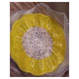 Fiore Hand Blown Art Glass Wall Decor with Floral Finial Centerpiece Yellow 14 in. Diameter - Retail: $54