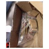 Harper & Bright Designs King Canopy Bed with Headboard and Slat Support, Wooden King Size Platform Bed Frame for Bedroom, No Box Spring Needed (Brown Wash) - Retail: $176