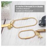 2 pk CMVFYL Gold Brass Key Rings, Purse Bag Charms for Handbags, Screw Lock Key Organizer, Carabiner Keychain Clip for Keys
