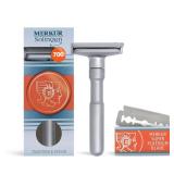 MERKUR FUTUR 700 Adjustable Double Edge Safety Razor - Matte Chrome, Adjustable Razor With Dial, Made in Germany, Plastic-Free, Snap-On Cap Design, Straight Bar