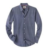 Alimens & Gentle Mens Solid Oxford Shirt Long Sleeve Dress Shirt Work Casual Button Down Shirts with Pocket,Navy,3X-Large