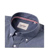 Alimens & Gentle Mens Solid Oxford Shirt Long Sleeve Dress Shirt Work Casual Button Down Shirts with Pocket,Navy,3X-Large