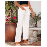 luvamia Wide Leg Jeans for Women Trendy High Waisted Flare Jeans Cropped Denim Pants Stretchy Baggy with Patch Pockets Womens Stretch Jeans Wide Legged Jeans for Women Off White Size M