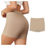 Banamic Womens Boy Shorts Seamless Underwear Anti Chafing Soft Biker Short Boxers Beige, S