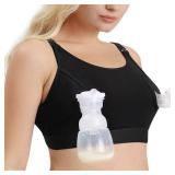 Momcozy Hands Free Pumping Bra, Adjustable Breast-Pumps Holding and Nursing Bra, Suitable for Breastfeeding-Pumps by Lansinoh, Philips Avent, Spectra, Evenflo and More Black, L