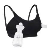Momcozy Hands Free Pumping Bra, Adjustable Breast-Pumps Holding and Nursing Bra, Suitable for Breastfeeding-Pumps by Lansinoh, Philips Avent, Spectra, Evenflo and More Black, L