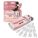 Double Sided Tape for Clothes, Body and Fashion (75 Pack) | Clothing and Hem Tape for Women, No Sew No Iron, Fabric Adhesive, Strong Adhesive for Skin for All Shades and Sensitivity, Includes Tin Box