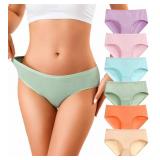 OLIKEME Womens Cotton Underwear Hipster Panties No Show Underwear Low Rise Soft Stretch Breathable Ladies Briefs 6 Pack, XL