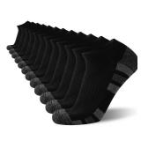 COOVAN 12 Pack Mens Ankle Socks Low Cut Cushioned Comfort Breathable Casual Socks 12 pairs, M-L