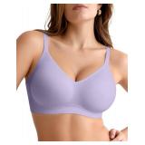 Vertvie Womens Seamless Jelly Bras No Underwire Comfort Push Up Bras Buttery Soft Wireless Bralette Full Coverage Sports Bra(Purple,X-Large)