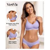 Vertvie Womens Seamless Jelly Bras No Underwire Comfort Push Up Bras Buttery Soft Wireless Bralette Full Coverage Sports Bra(Purple,X-Large)