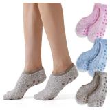 AmazingStone 3Pairs Cozy Winter Fuzzy Socks for Women With Grip Anti-Slip Fluffy Plush House Warm Ankle Socks One Size