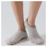 AmazingStone 3Pairs Cozy Winter Fuzzy Socks for Women With Grip Anti-Slip Fluffy Plush House Warm Ankle Socks One Size