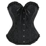 SZIVYSHI Corset Tops for Women, Bustier Shapewear Lingerie, Fashion Lace Waist Push Up Bodysuit Vest, Strapless Vintage Victorian Overbust Bodice for Night Out (Black,3XL)