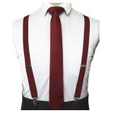 JEMYGINS Burgundy Suspender and Silk Skinny Tie Sets for Men Slim Necktie (6)