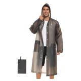 MOCOTONO Reusable Thicken EVA Rain Ponchos for Adults (1 Pack)- Extra Long Rain Jackets Raincoats for Men Women (Black,Plus Size see image)