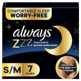 Always ZZZ Overnight Period Underwear - S/M - 7ct