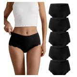 SHARICCA Seamless High Waisted Underwear for Women Cheeky Underwear Wave Edge No Show Bikini Panties Ribbed Panties Pack,5P06,L