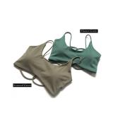 Danysu Womens Backless Sports Bra Open Back Workout Top Light Support Strappy Sport Bra Cute Gym Clothes Crisscross Hunter Green XS