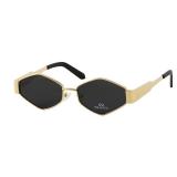 JiSoo Polarized Womens Sunglasses Hexagon Gold Sunglasses Women 90s Sun Glasses Vintage Shades for Rave,Black