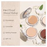 PUR Beauty 4-in-1 Pressed Mineral Makeup Powder Foundation with SPF 15 - Concealer & Finishing Compact Pressed Powder for Face - Buildable Medium to Full Coverage Foundation Powder (Ivory)