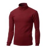 Xpril Double Long Sleeve Layer Turtleneck T-Shirt Burgundy L