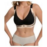 Bras for Women No Underwire Soft Comfortable Wireless Seamless Everyday Bras,Black,M