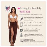 SHU-SHI Sarong Swimsuit Coverup for Women Pareo Long Beach Bathing Suit Wrap with Coconut Clip (One Size)