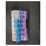 EZY DOSE Weekly AM/PM Pill Organizer, 7-Day Vitamin Container and Daily Medication Box with Large Pop-Out Compartments, 2 Times a Day Pill Holder, Blue and Purple Lids, Travel-Friendly Design