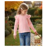 Kucnuzki Girls Clothes 4t 5t Girl Clothes for Kids Cotton Light Pink Knit Long Sleeve Tops Navy Blue Denim Bell Bottom Jeans Long Pants 2 Piece Winter Outfits