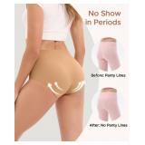 INNERSY Lightweight Period Underwear for Women Silky Seamless High Waisted Panties 3-Pack(Medium, Khaki Noir)