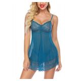 Avidlove Sexy Babydoll Lingerie for Women Lace Chemise Lingerie Wedding Nightie Blue Green X-Large
