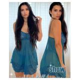 Avidlove Sexy Babydoll Lingerie for Women Lace Chemise Lingerie Wedding Nightie Blue Green X-Large