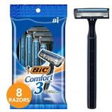 BIC Comfort 3 Disposable Men s Razor  3 Blade Razor for a Comfortable Shave  8-Count
