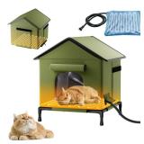Heated Outdoor Cat House for Outsid-Wide Winter Shelter for Ferals - Cat House for Outdoor Cats, Heated House for Outside Weatherproof Insulated Protection 22.5 x 17 x 17
