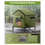 Heated Outdoor Cat House for Outsid-Wide Winter Shelter for Ferals - Cat House for Outdoor Cats, Heated House for Outside Weatherproof Insulated Protection 22.5 x 17 x 17