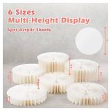 AHUAWA 6Pcs Buffet Risers, Foldable Food Risers for Buffet Table, 12 Reusable Cardboard Display Risers Cylinder Stands with Acrylic Plates for Party, Wedding, Catering & Birthday Decor