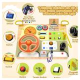 JGOBUB Montessori Toddler Toys - Baby Wooden Busy Board - Sensory Toys with Light Switch - Travel Toys for Educational Toddler Activities for Toddlers 1 2 3 4+ Year Old