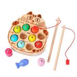 kidus Montessori Magnetic Wooden Fishing Game for Toddlers 1-3 Years Old,Fine Motor Skills Early Learning Eyes Hands Cooperation Toy for Boys & Girls Great Birthday Gift