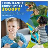 Dinosaur Walkie Talkies for Kids 2 Pack Camping Gear T-Rex Outdoor Toys for Boys Age 3-12 Year Old 3 Channel Long Range Birthday Gifts Easter Christmas Stocking Stuffers