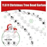 Yinder 11.8 ft Silver Bead Garland for Christmas Tree Pearl Garland 3 Layered Twisted Silver and White Beaded Garlands Plastic Chain String Strand for Christmas Tree Wall Party DIY Decoration