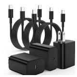 3Pack USB C Charger for Samsung Galaxy S24 Ultra, Super Quite Fast Charging Type C Block with 6FT C to C Cord for Samsung Galaxy Tab S9 S8 S23 Ultra S22 Ultra S23 S22 S21 Note 10 Plus 20