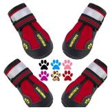 QUMY Dog Shoes for Large Dogs, Medium Dog Boots & Paw Protectors for Winter Snowy Day, Summer Hot Pavement, Water-Resistant in Rainy Weather, Outdoor Walking, Indoor Hardfloors Skid-Resistant Sole