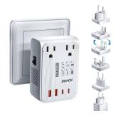 DOACE 220V to 110V Converter for European Travel - 350W Cordless Voltage Converter US to Europe, Power Converter Adapter Combo with PD Chargers for Hair Straightener Shaver Toothbrush Laptop Phone