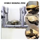 MLONDHSU Large Hanging Turtle Basking Platform, Aquatic Dock with Ramp for 20/25/29/55/40-Gallon Long Aquarium, 13-Inch Width, Turtle Tank Accessories(Grey and Black)