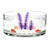 Glass Cylinder Vase, Large Glass Vase 3.1 Tall x 8 Wide for Flower, Plants, Candle and Fish - Decorative Glass Bowl for Weddings Events, Pillar Candle