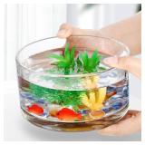 Glass Cylinder Vase, Large Glass Vase 3.1 Tall x 8 Wide for Flower, Plants, Candle and Fish - Decorative Glass Bowl for Weddings Events, Pillar Candle