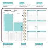 Undated Weekly Planner, Weekly To Do List Notebook with Goal & Habit Tracker Organizer, A5 Weekly Planner Notebook with Spiral Binding, 6.1 x 8.2 - Burgundy